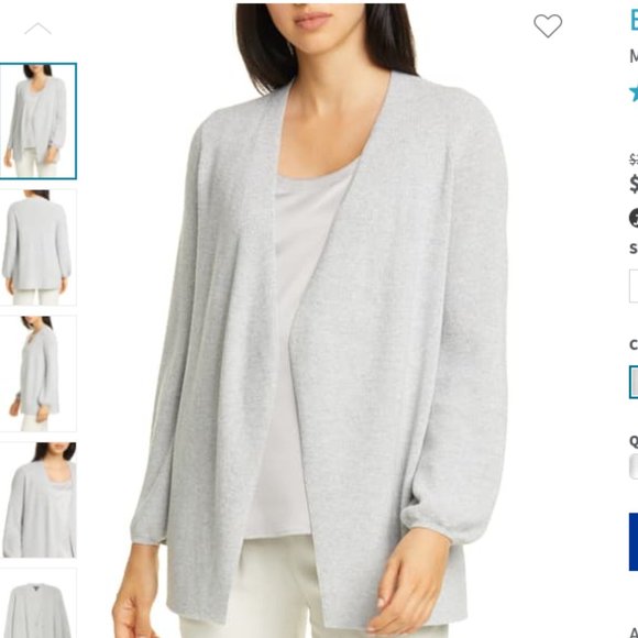 ✨NWOT Eileen Fisher Metallic Wool Open Cardigan S - Picture 4 of 15